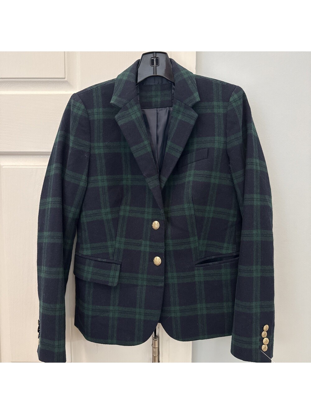 J Crew Plaid Blazer Green/ Navy Size S( Chest 35)